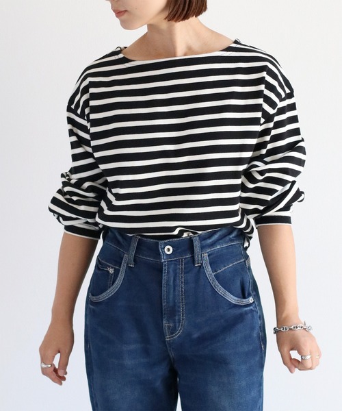 cepo(セポ)の「ボーダーソデタックプルオーバー(Tシャツ/カットソー・レディース・ブラック/オフホワイト/ブラウン/ネイビー・M)」の5枚目の写真