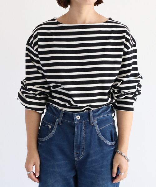 cepo(セポ)の「ボーダーソデタックプルオーバー(Tシャツ/カットソー・レディース・ブラック/オフホワイト/ブラウン/ネイビー・M)」の12枚目の写真