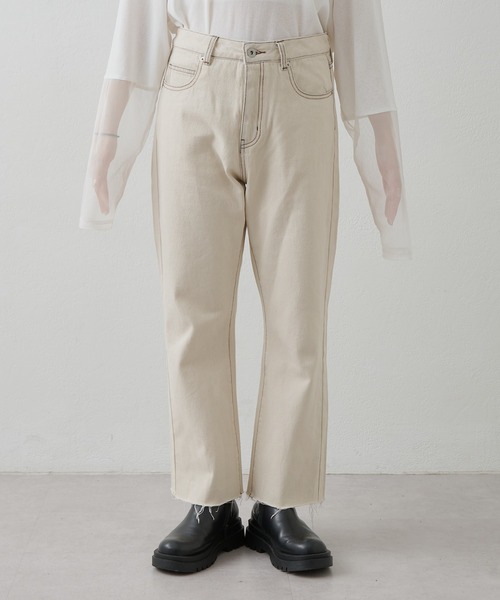 CIAOPANIC TYPY(チャオパニックティピー)の「ブリーチオフ加工クロップド丈カットオフデニム(デニムパンツ・レディース・オフホワイト・SMALL/MEDIUM/LARGE)」の10枚目の写真