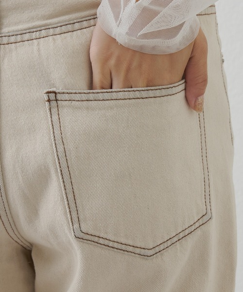 CIAOPANIC TYPY(チャオパニックティピー)の「ブリーチオフ加工クロップド丈カットオフデニム(デニムパンツ・レディース・オフホワイト・SMALL/MEDIUM/LARGE)」の13枚目の写真