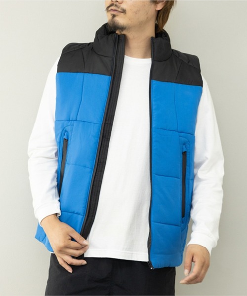 STYLEBLOCK(スタイルブロック)の「デュスポ中綿切替スタンドベスト(ダウンベスト・メンズ・ベージュ/ホワイト/ブルー/カーキ・M/L/LL)」の1枚目の写真