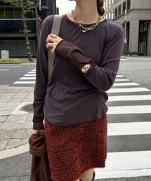 DouDou | 袖シアーリブTEE(Tシャツ/カットソー)