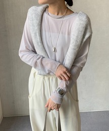 DouDou | 袖シアーリブTEE(Tシャツ/カットソー)