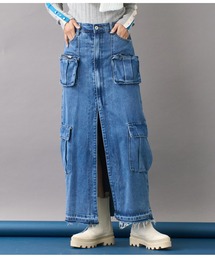 Settimissimo | ワークポケットフロントスリットデニムスカート(デニムスカート)