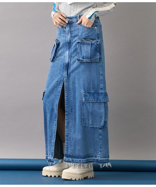 Settimissimo（セッティミッシモ）の「ワークポケットフロントスリットデニムスカート（デニムスカート・レディース・ブルー・M）」の14枚目の写真