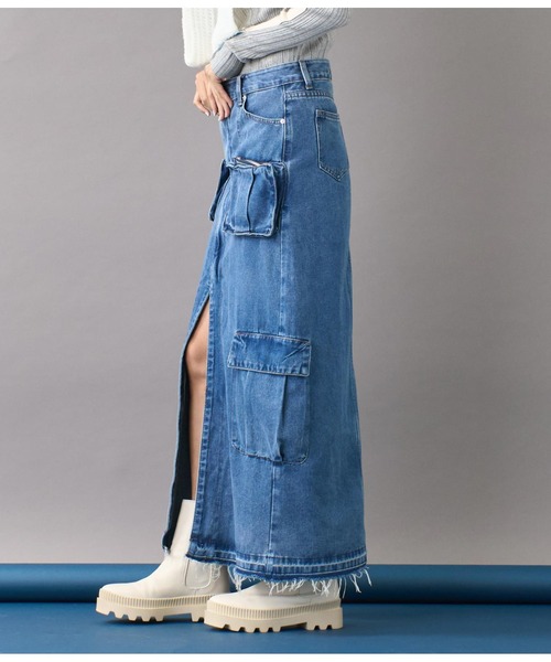 Settimissimo（セッティミッシモ）の「ワークポケットフロントスリットデニムスカート（デニムスカート・レディース・ブルー・M）」の8枚目の写真