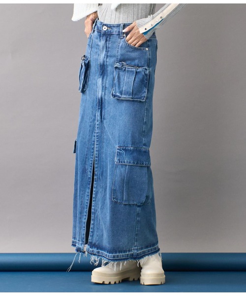 Settimissimo（セッティミッシモ）の「ワークポケットフロントスリットデニムスカート（デニムスカート・レディース・ブルー・M）」の15枚目の写真