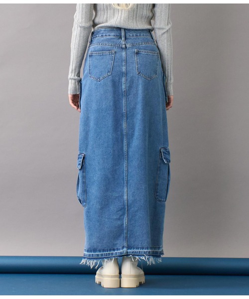 Settimissimo（セッティミッシモ）の「ワークポケットフロントスリットデニムスカート（デニムスカート・レディース・ブルー・M）」の3枚目の写真