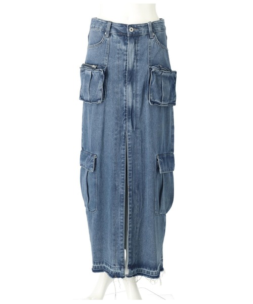 Settimissimo（セッティミッシモ）の「ワークポケットフロントスリットデニムスカート（デニムスカート・レディース・ブルー・M）」の4枚目の写真