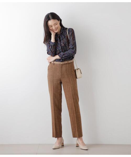 NEWYORKER（ニューヨーカー）の「クラフトスラブツィード ノータックパンツ（スラックス・レディース・ネイビー/ブラウン・11号/9号）」の8枚目の写真