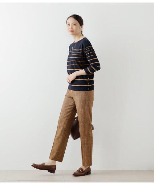 NEWYORKER（ニューヨーカー）の「クラフトスラブツィード ノータックパンツ（スラックス・レディース・ネイビー/ブラウン・11号/9号）」の11枚目の写真