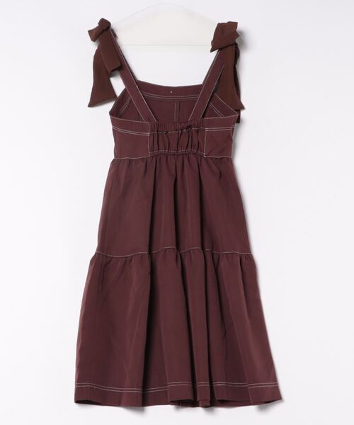 tocco closet（トッコ　クローゼット）の「【ZOZO限定】リボンショルダージャンパースカート（ジャンパースカート・レディース・ブラック/ブラウン/ワインレッド・M）」の4枚目の写真