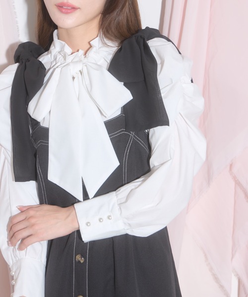 tocco closet（トッコ　クローゼット）の「【ZOZO限定】リボンショルダージャンパースカート（ジャンパースカート・レディース・ブラック/ブラウン/ワインレッド・M）」の11枚目の写真