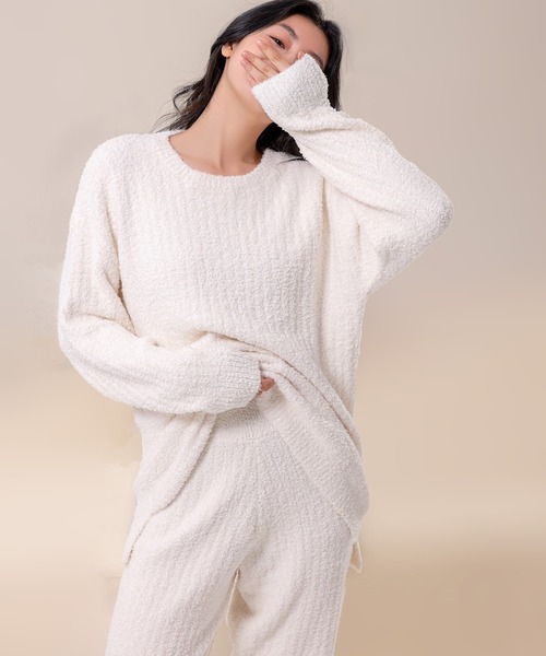 セール】レディース 長袖もちもちモールニットルームウェア 上下2点