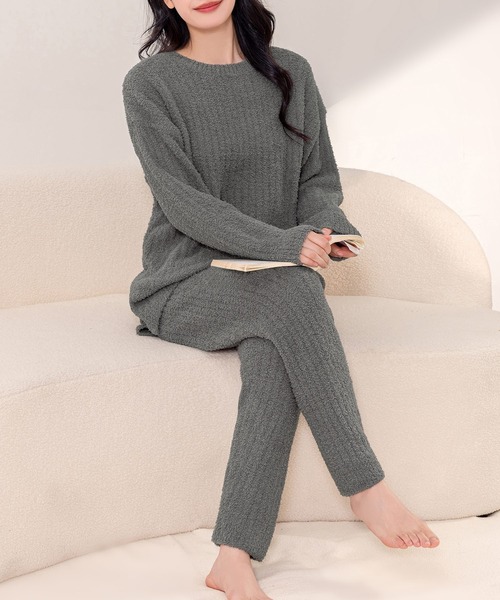セール】腹巻き セットアップ 長袖もちもちモールニットルームウェア