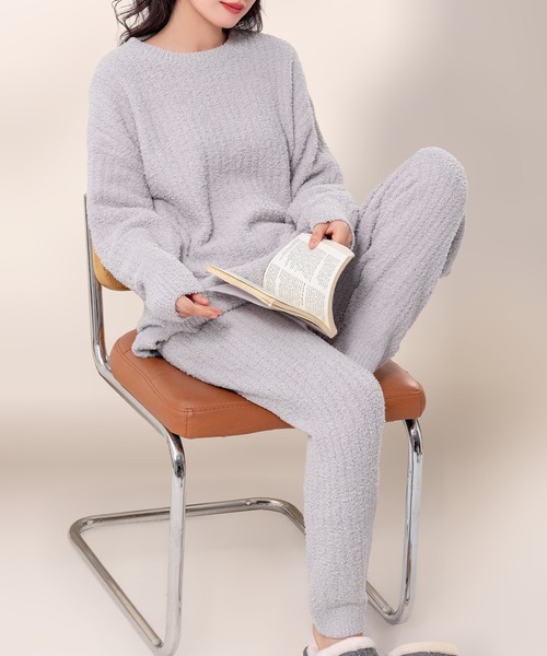 腹巻き セットアップ 長袖もちもちモールニットルームウェア 上下