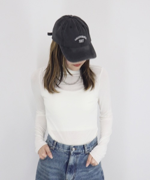 【ZOZO限定】ストレッチタートルトップ 長袖 ハイネック タイト シアー 透け感 シンプル きれいめ 大人カジュアル ノームコア ワンホン グレー ホワイト 白（Tシャツ/カットソー）｜Reurie'（レウリィ）