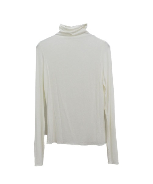 【ZOZO限定】ストレッチタートルトップ 長袖 ハイネック タイト シアー 透け感 シンプル きれいめ 大人カジュアル ノームコア ワンホン グレー ホワイト 白（Tシャツ/カットソー）｜Reurie'（レウリィ）