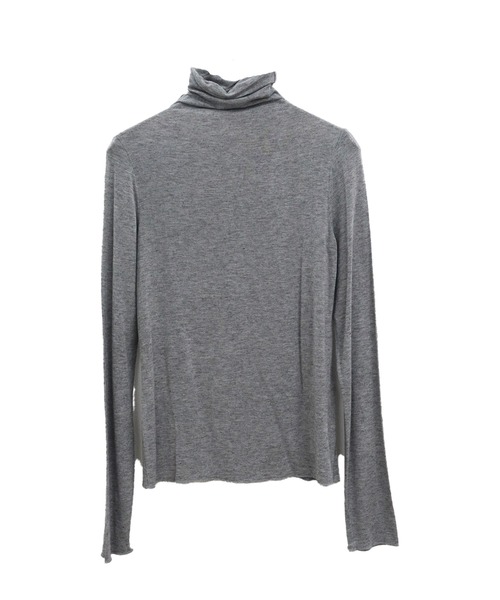 【ZOZO限定】ストレッチタートルトップ 長袖 ハイネック タイト シアー 透け感 シンプル きれいめ 大人カジュアル ノームコア ワンホン グレー ホワイト 白（Tシャツ/カットソー）｜Reurie'（レウリィ）