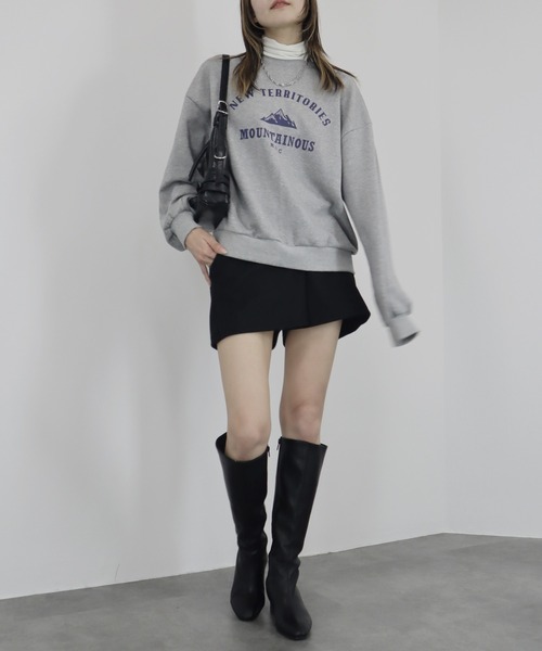 【ZOZO限定】ストレッチタートルトップ 長袖 ハイネック タイト シアー 透け感 シンプル きれいめ 大人カジュアル ノームコア ワンホン グレー ホワイト 白（Tシャツ/カットソー）｜Reurie'（レウリィ）