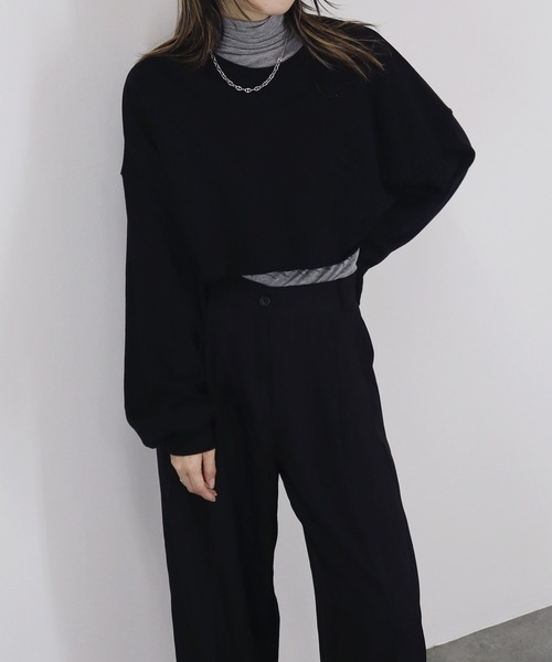 【ZOZO限定】ストレッチタートルトップ 長袖 ハイネック タイト シアー 透け感 シンプル きれいめ 大人カジュアル ノームコア ワンホン グレー ホワイト 白（Tシャツ/カットソー）｜Reurie'（レウリィ）