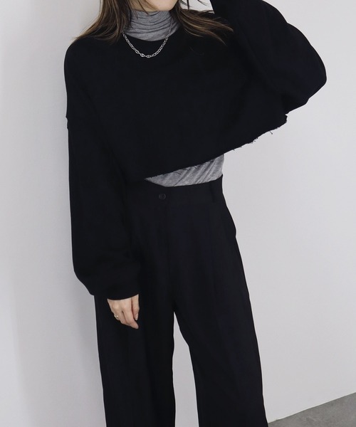 【ZOZO限定】ストレッチタートルトップ 長袖 ハイネック タイト シアー 透け感 シンプル きれいめ 大人カジュアル ノームコア ワンホン グレー ホワイト 白（Tシャツ/カットソー）｜Reurie'（レウリィ）