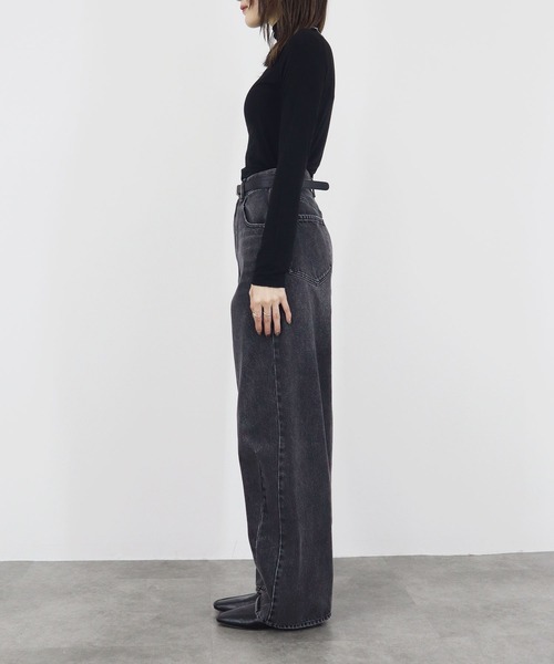 【ZOZO限定】ストレッチタートルトップ 長袖 ハイネック タイト シアー 透け感 シンプル きれいめ 大人カジュアル ノームコア ワンホン グレー ホワイト 白（Tシャツ/カットソー）｜Reurie'（レウリィ）