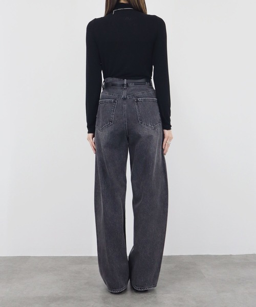 【ZOZO限定】ストレッチタートルトップ 長袖 ハイネック タイト シアー 透け感 シンプル きれいめ 大人カジュアル ノームコア ワンホン グレー ホワイト 白（Tシャツ/カットソー）｜Reurie'（レウリィ）