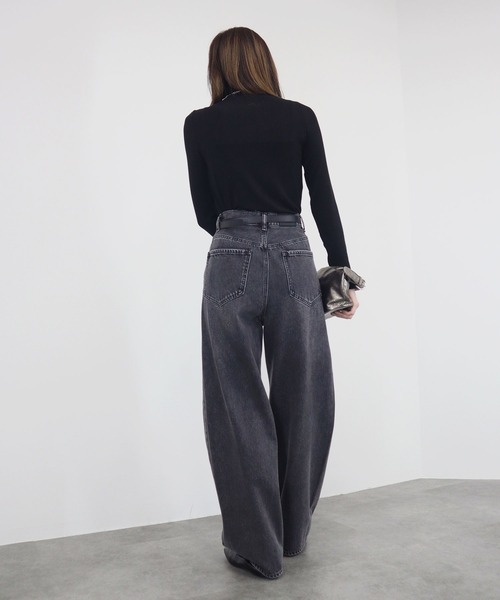 【ZOZO限定】ストレッチタートルトップ 長袖 ハイネック タイト シアー 透け感 シンプル きれいめ 大人カジュアル ノームコア ワンホン グレー ホワイト 白（Tシャツ/カットソー）｜Reurie'（レウリィ）