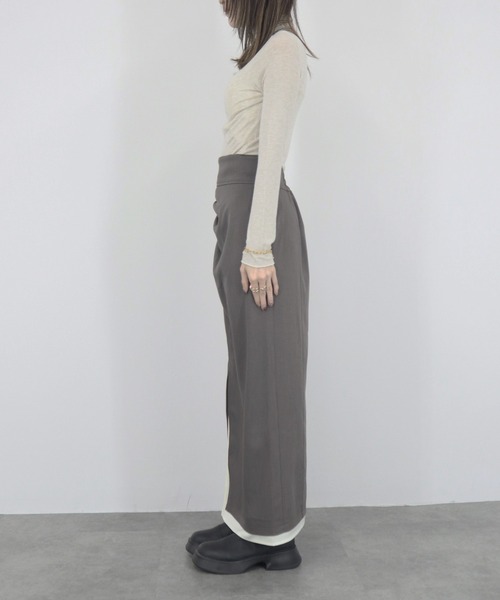 【ZOZO限定】ストレッチタートルトップ 長袖 ハイネック タイト シアー 透け感 シンプル きれいめ 大人カジュアル ノームコア ワンホン グレー ホワイト 白（Tシャツ/カットソー）｜Reurie'（レウリィ）