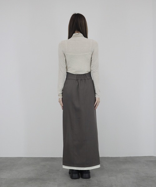 【ZOZO限定】ストレッチタートルトップ 長袖 ハイネック タイト シアー 透け感 シンプル きれいめ 大人カジュアル ノームコア ワンホン グレー ホワイト 白（Tシャツ/カットソー）｜Reurie'（レウリィ）