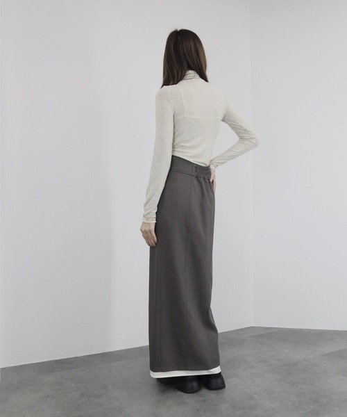 【ZOZO限定】ストレッチタートルトップ 長袖 ハイネック タイト シアー 透け感 シンプル きれいめ 大人カジュアル ノームコア ワンホン グレー ホワイト 白（Tシャツ/カットソー）｜Reurie'（レウリィ）