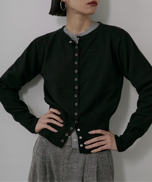 セール】【ハンドウォッシャブル】メニーボタンコンパクトカーディガン
