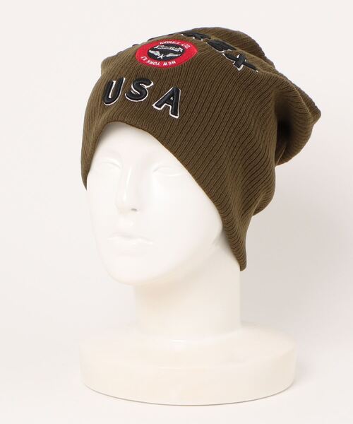 AVIREX（アヴィレックス）の「【AVIREX】ロングアクリルニットワッチ（ニットキャップ/ビーニー・メンズ・ブラック/チャコールグレー/カーキ・FREE）」の7枚目の写真