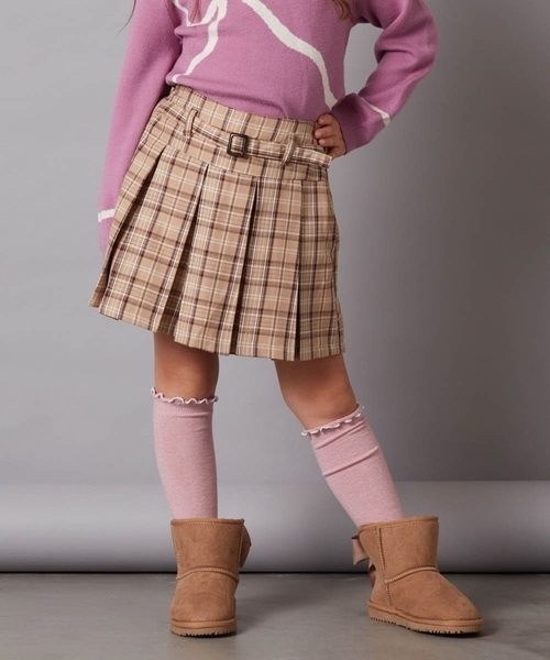 a.v.v（アーヴェヴェ）の「[140-150]ベルト付きプリーツスカパン（その他パンツ・キッズ・ベージュ/ブルー/ブラック・140/150）」の3枚目の写真