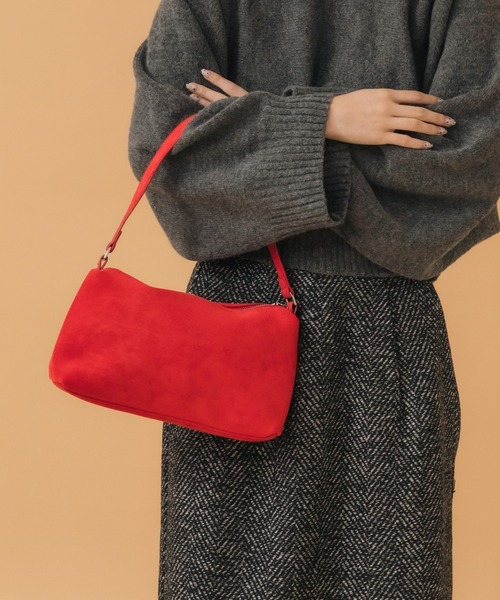 セール】ワンハンドルスエードショルダーバッグ / 秋 スウェード