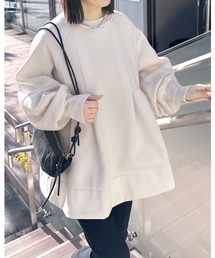 裏起毛タックAラインスウェットプルオーバー