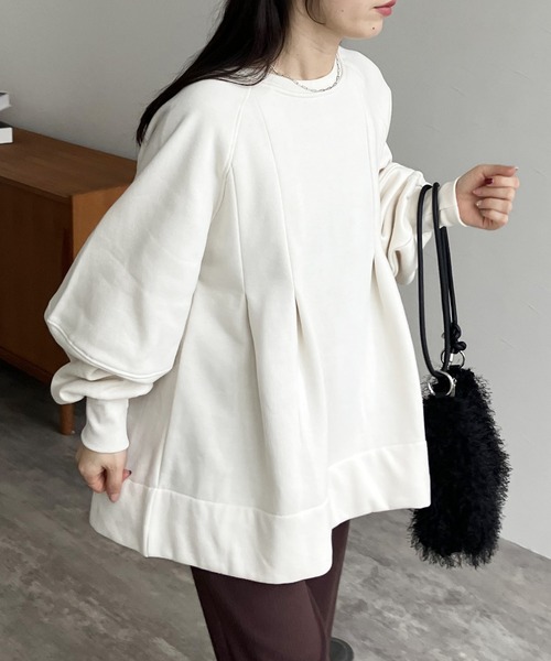 reca(レカ)の「裏起毛タックAラインスウェットプルオーバー(スウェット・レディース・キナリ/ブラック/オリーブ/トップグレー/キャメル・FREE)」の20枚目の写真