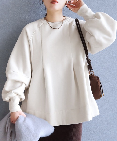 セール】裏起毛タックAラインスウェットプルオーバー（スウェット