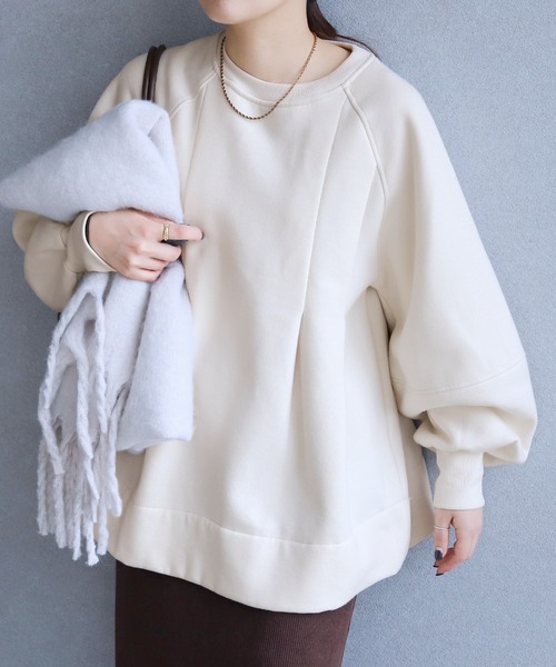 セール】裏起毛タックAラインスウェットプルオーバー（スウェット