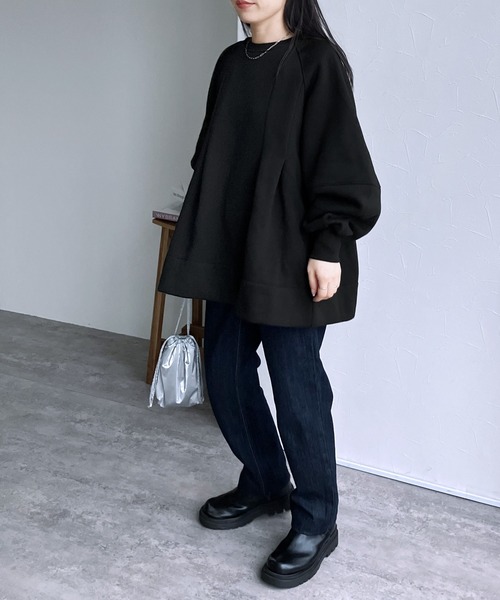 reca(レカ)の「裏起毛タックAラインスウェットプルオーバー(スウェット・レディース・キナリ/ブラック/オリーブ/トップグレー/キャメル・FREE)」の14枚目の写真