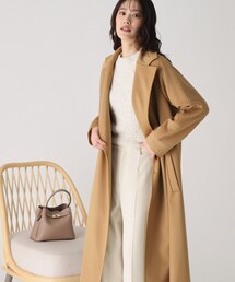 ソブ　バレンシアシャンブレーギャバチェスターコート　マキシ丈　ダブル　キャメル ソブ バレンシアシャンブレーギャバチェスターコート マキシ丈