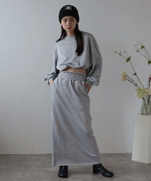 トレーナー スウェット drawstring shiny sweat / ドロストラメスウェット レディース セール】drawstring shiny sweat / ドロストラメスウェット