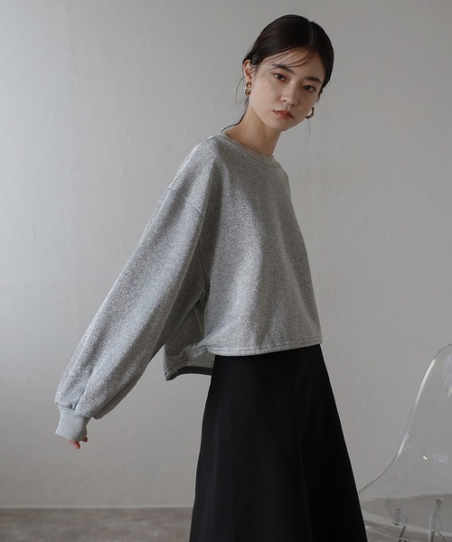 トレーナー スウェット drawstring shiny sweat / ドロストラメスウェット レディース セール】drawstring shiny sweat / ドロストラメスウェット