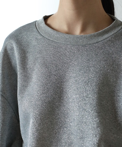 トレーナー スウェット drawstring shiny sweat / ドロストラメスウェット レディース セール】drawstring shiny sweat / ドロストラメスウェット