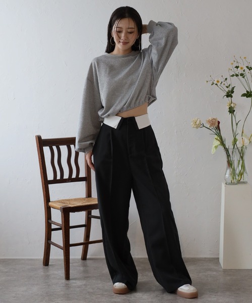 トレーナー スウェット drawstring shiny sweat / ドロストラメスウェット レディース セール】drawstring shiny sweat / ドロストラメスウェット