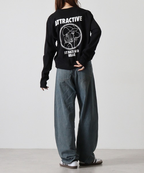 MODISH GAZE(モディシュガゼ)の「MODISH GAZE スモーキングガール SIT BACK AND RELAX ロンT(Tシャツ/カットソー・メンズ・ブラック・XL/L)」の3枚目の写真