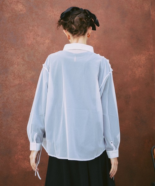 manana suerte（マニャーナスエルテ）の「シアーフリルシャツ（シャツ/ブラウス・レディース・ブラック/イエロー/ホワイト/ピンク・FREE）」の8枚目の写真