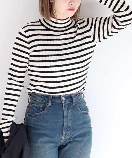 セール】ボトルネックワイドリブプルオーバーニット（ニット/セーター