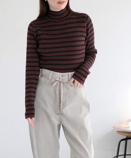 cepo（セポ）の「ボトルネックワイドリブプルオーバーニット（ニット/セーター・レディース・ブラック/グレー/レッド/オフホワイト/サックスブルー/ピンク/オレンジ/グリーン/ミント/ホワイト系その他/ブルー系その他/イエロー/グリーン系その他/レッド系その他/ブラウン/ブラウン系その他・M）」の6枚目の写真